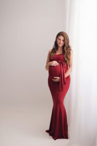 Pregnancy photo red dress baltimore maternity photographer