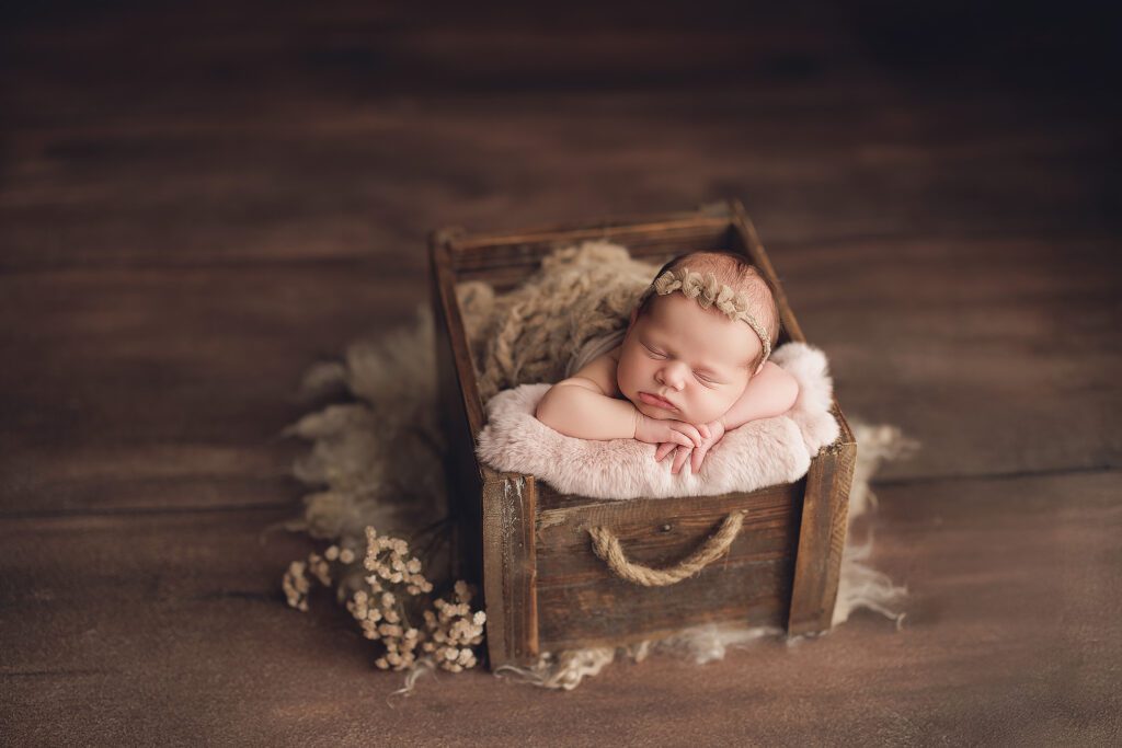 newborn photo with baby girl in gaithersburg photography studio
