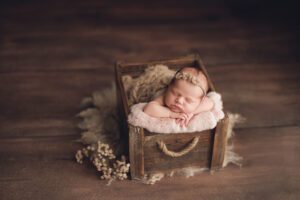 newborn photo with baby girl in gaithersburg photography studio